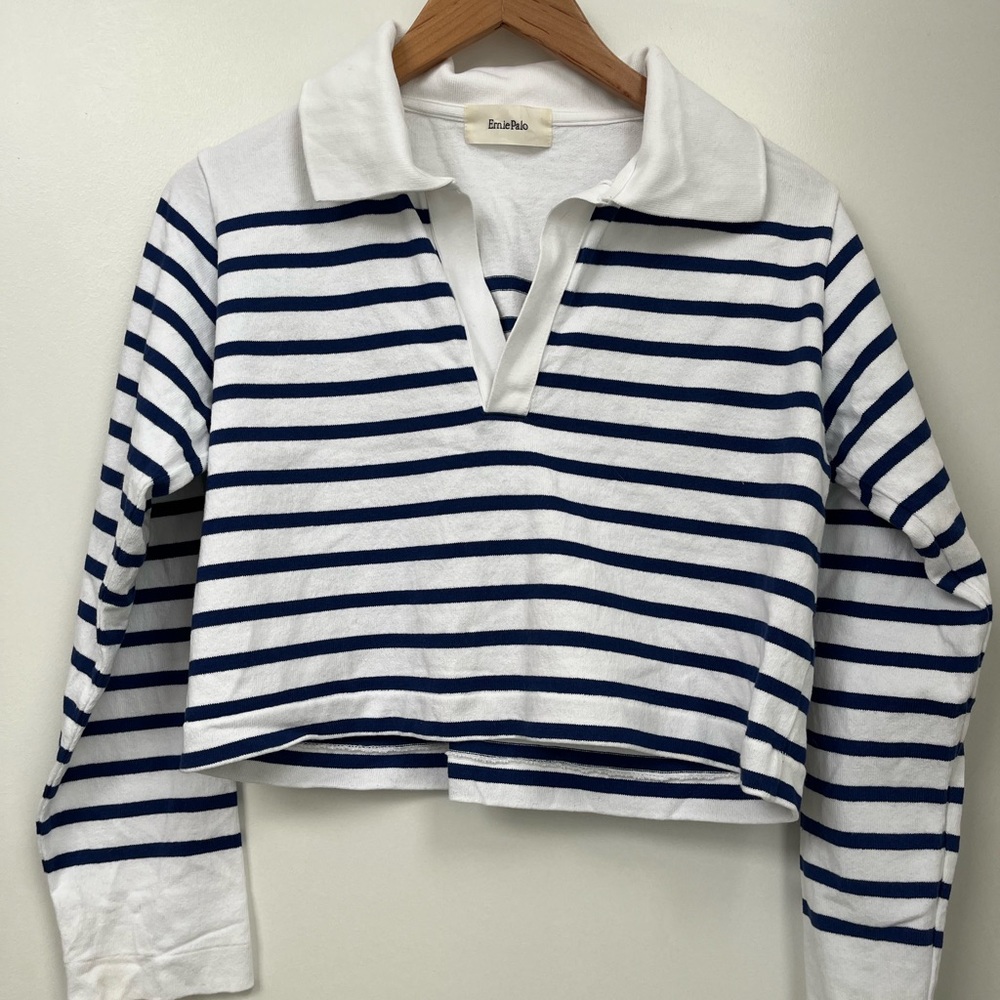 Ernie Paolo Striped Long Sleeve Polo Top